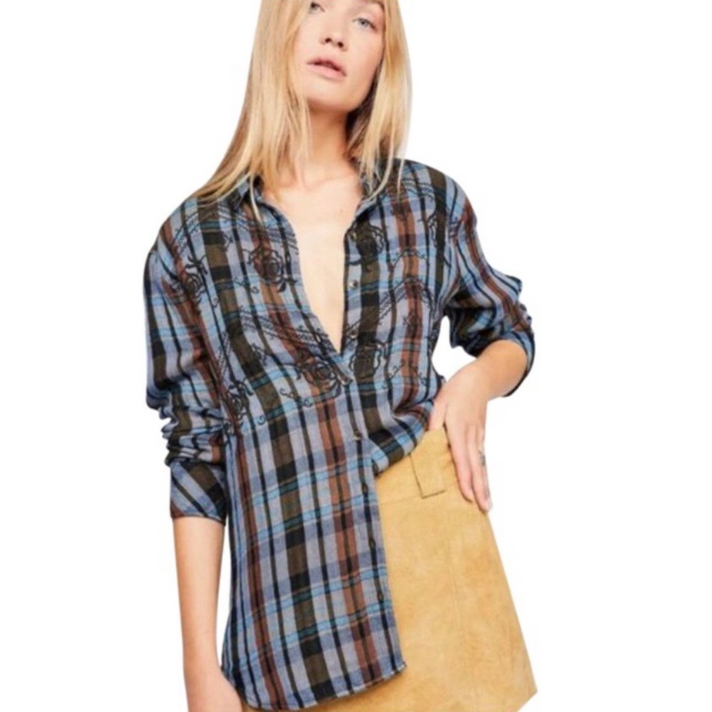 Free People Magical Plaid Button Down